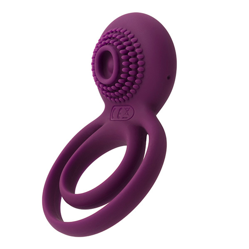Фиолетовое эрекционное виброкольцо с подхватом мошонки Svakom Tammy Vibrating Double Cock Ring S38