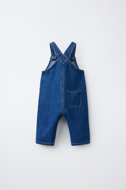ZARA ДЛИННЫЙ ДЖИНСОВЫЙ КОМБИНЕЗОН, ВЫЦВЕТШИЙ СИНИЙ