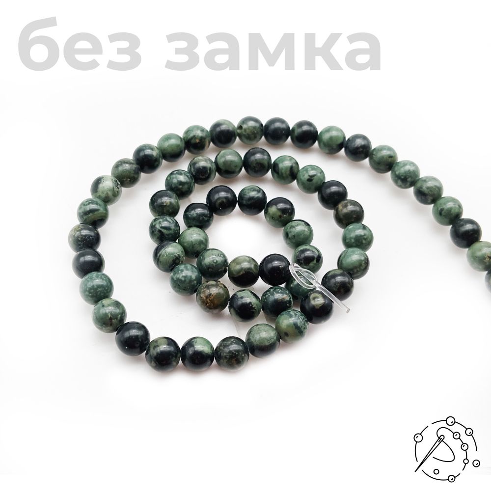 Нить бусин яшма черно-зеленая 6 мм