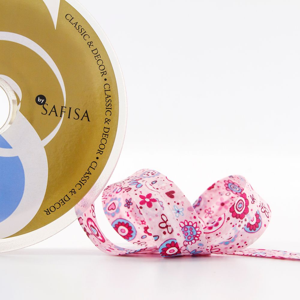 Косая бейка с рисунком 20 мм / 20 метров, диз.6512 02, Safisa (Spiral)