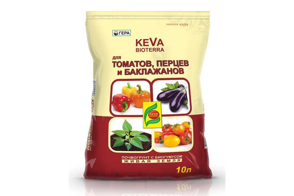 ГЕРА KEVA BIOTERRA БиоПочвоГрунт с биогумусом для томатов и перцев 10л.
