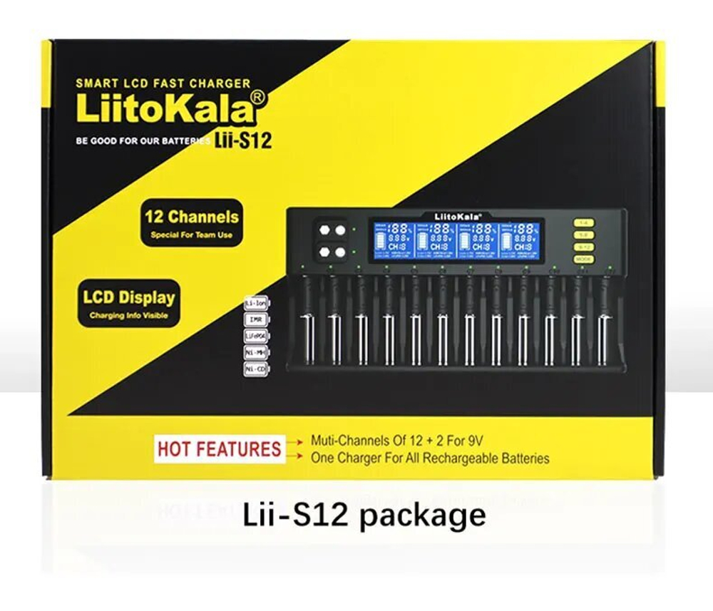 Зарядное устройство Liitokala Lii-S12 Standard, для аккумуляторов, EU