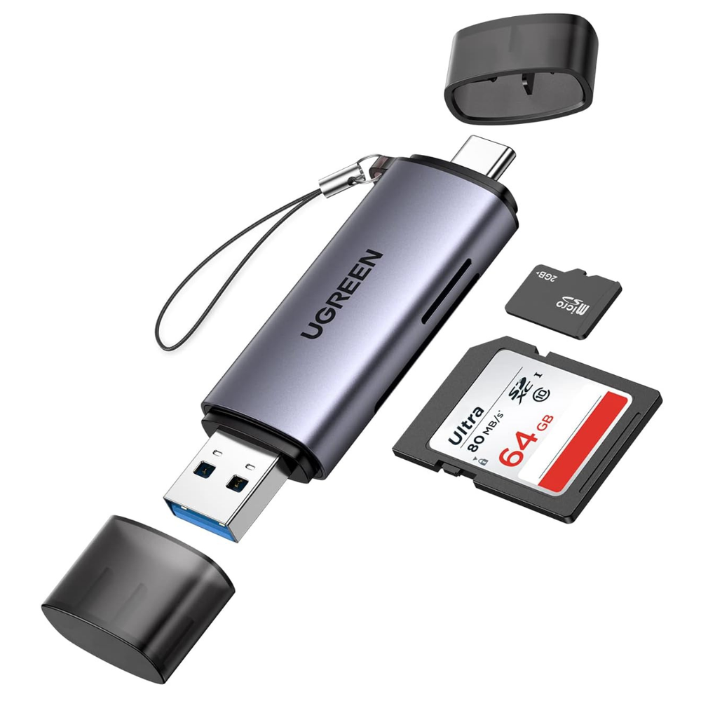 Картридер USB-C/USB-A Ugreen 50706, CM185 USB-C/USB-A