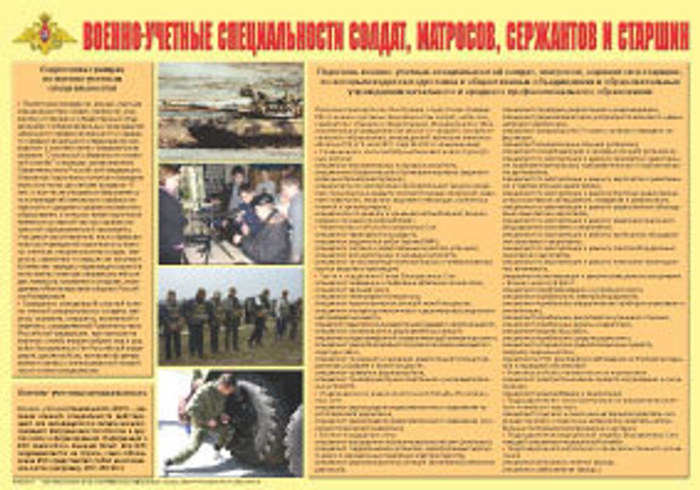 Плакат "Военно-учетные специальности солдат, матросов, сержантов и старшин"  (формат А2)