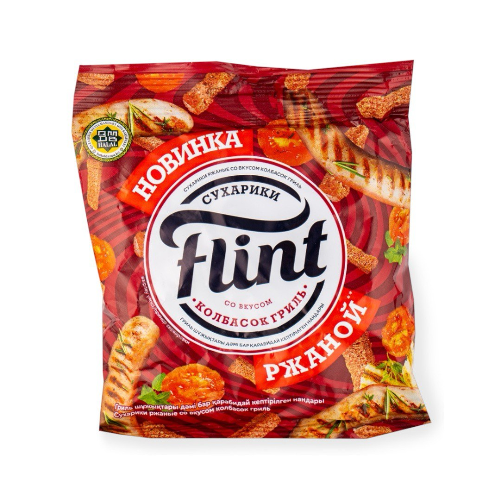 Сухарики Flint со вкусом  колбасок гриль 60 гр