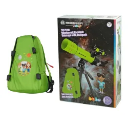 Телескоп BRESSER JUNIOR 70/400 в зеленом рюкзаке (8850610B4K000) - рюкзак и фирменная упаковка