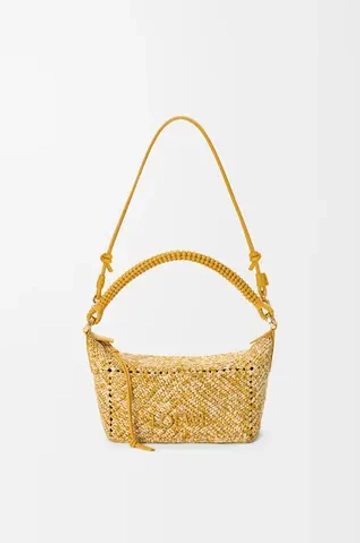 Loewe Мини-сумка Cala из телячьей кожи и рафии, горчичный