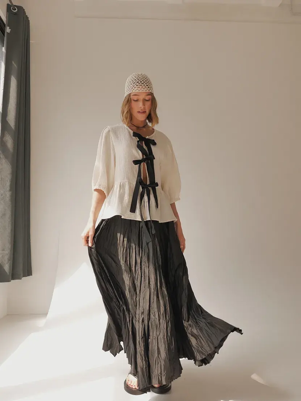 Рубашка на завязках из муслина