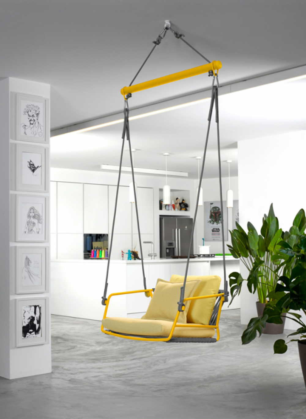 Качели плетеные Scab Design Lisa Swing, желтый, серебристый