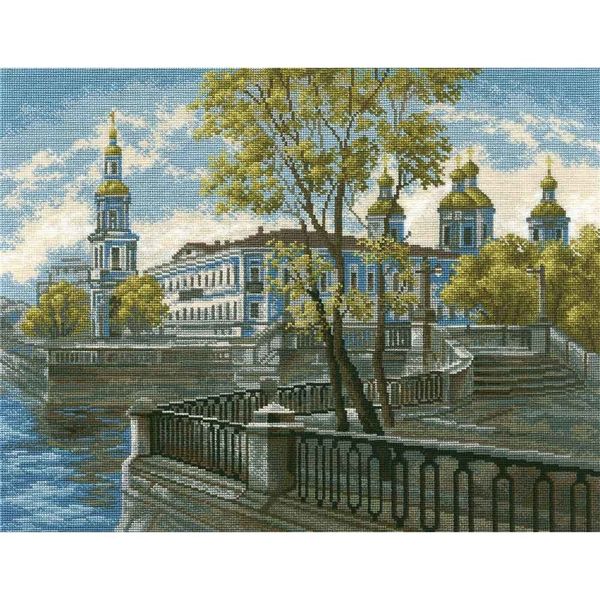 Набор для вышивания нитками Hobby&Pro, по мотивам одноименной акварели К. Куземы Никольский собор, 45х35 см