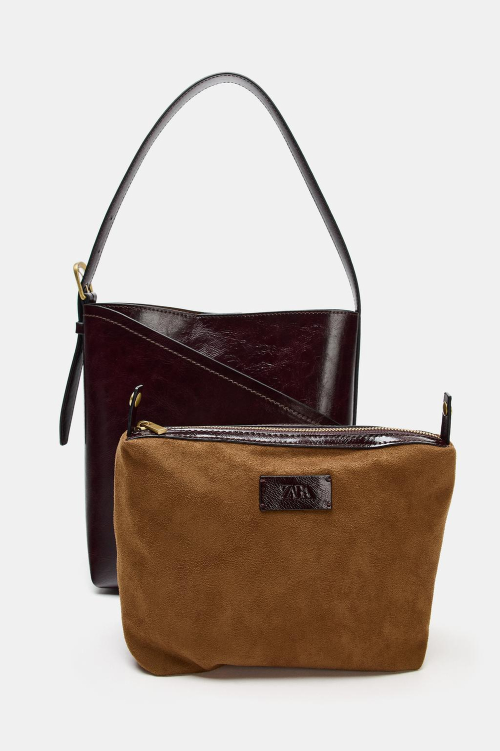 ZARA СУМКА С АСИММЕТРИЧНЫМ КАРМАНОМ, БОРДОВО-КРАСНЫЙ