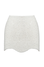 «Summer sparkle» Юбка мини из мерцающего твида с жемчужинами.