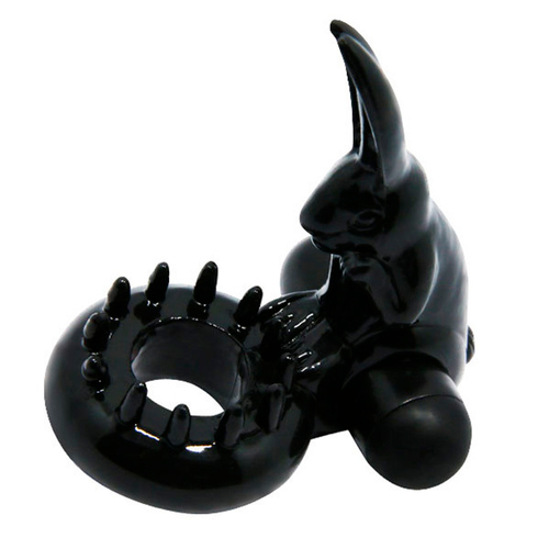 Чёрное эрекционное виброкольцо-кролик 3,5см Baile Sweet Ring BI-010132-2