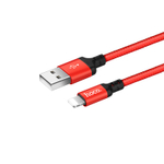Usb Кабель-зарядка Lightning Hoco X14 Times speed 2A 2м в тканевой оплетке красный
