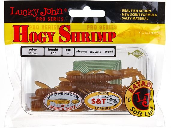 Виброхвосты съедобные LJ Pro Series HOGY SHRIMP 3.5in (8,9 см), цв. S18, 5 шт.
