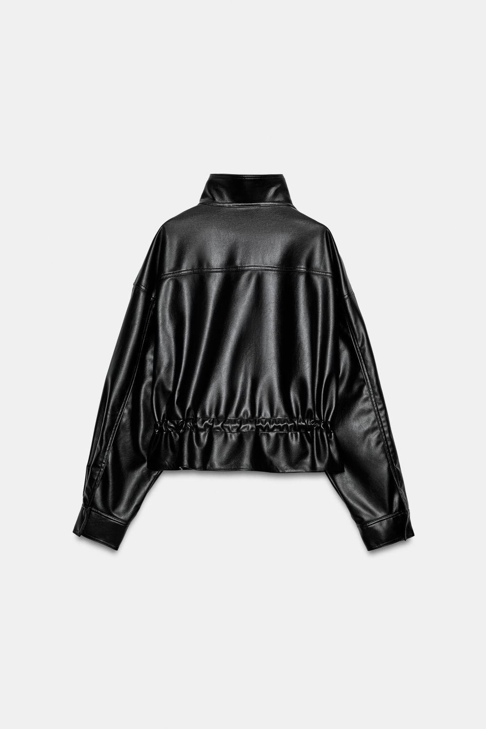 ZARA КУРТКА ИЗ ИСКУССТВЕННОЙ КОЖИ С РЕГУЛИРУЕМОЙ ТАЛИЕЙ, ЧЕРНЫЙ