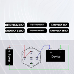 Кнопка для монтажа на корпус металлическая с индикатором (12-24 В, 16 мм)