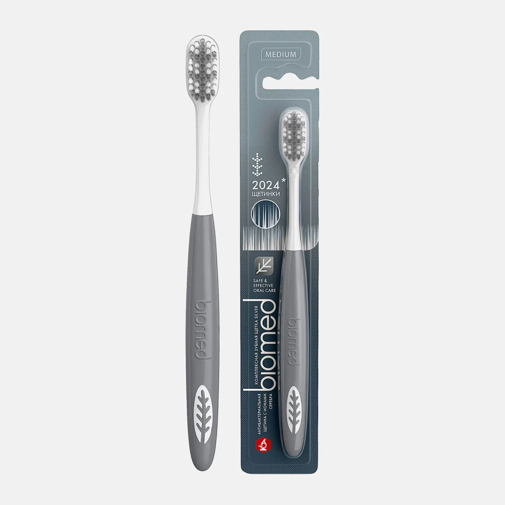 Зубная щетка Biomed Silver Medium средней жесткости в ассортименте