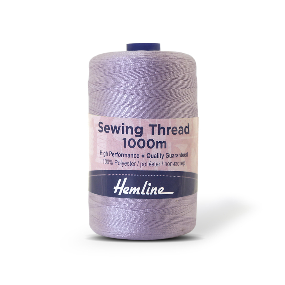 Нить универсальная Hemline для шитья, 100% полиэстер, цвет розовато-лиловый, 1000 м