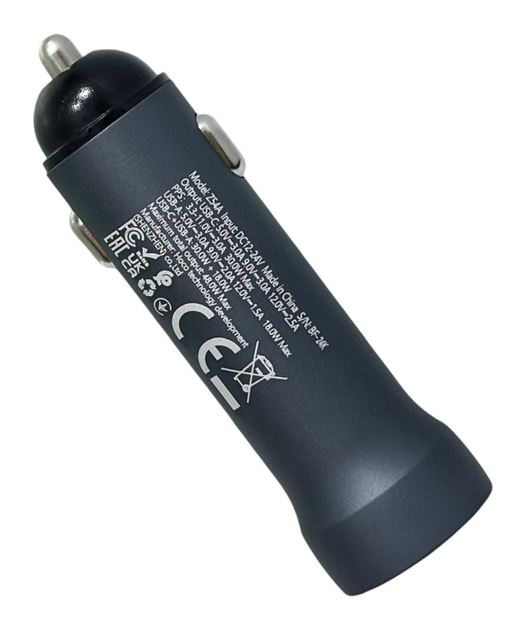 Автомобильное заряд. устр. Hoco Z54A 1USB/1C 18W/30W серый