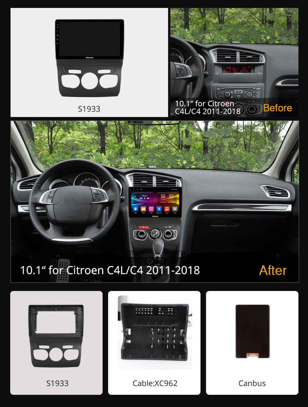 Установочный комплект для CITROEN C4/C4L 2010-2015, DS4 2012-2015 с поддержкой бортового компьютера  KUBERG OL-1933