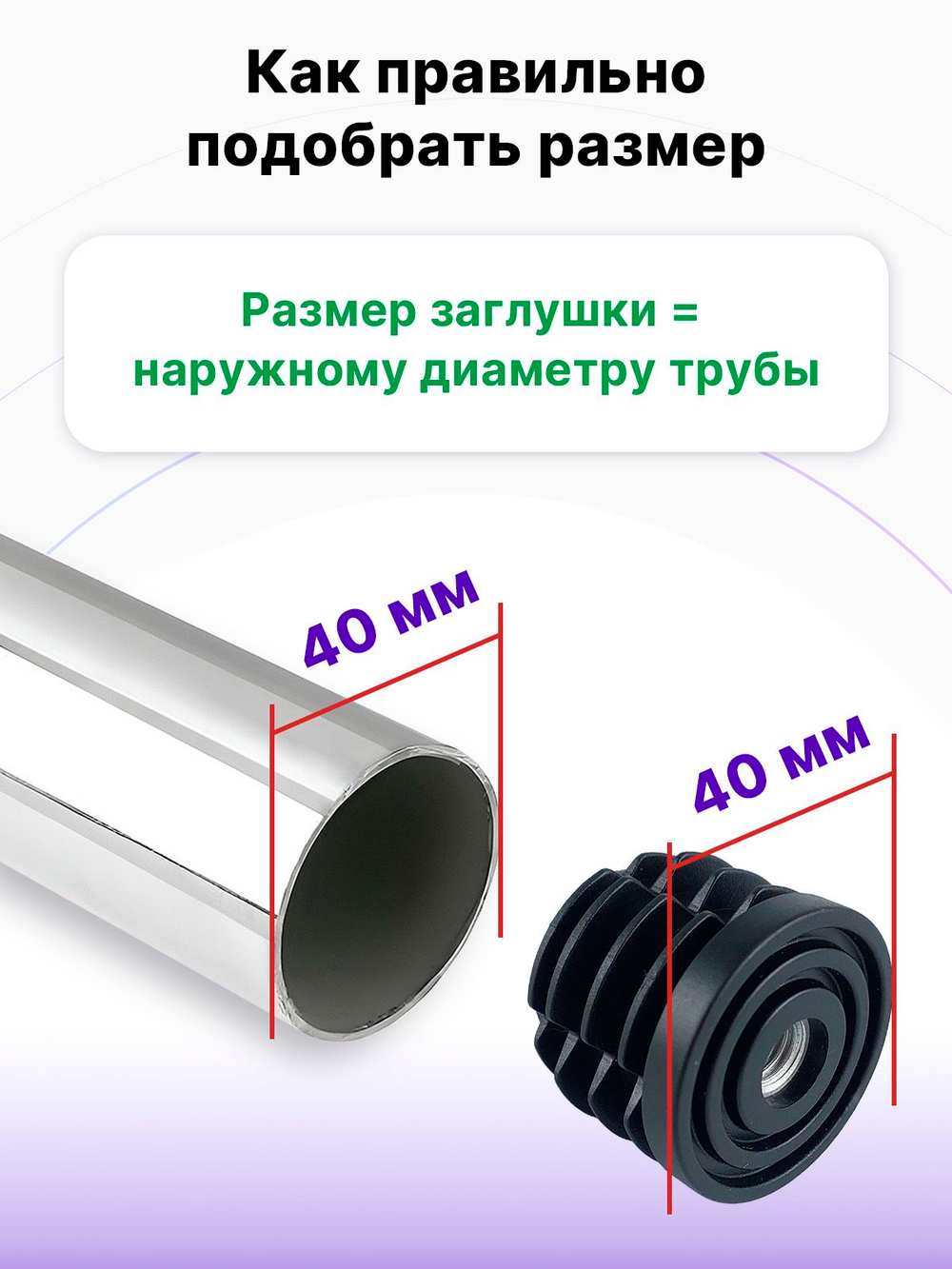 Комплект регулируемых опор D40 M8х35 мм и заглушек D40 с гайкой М8, 4 шт