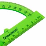 Транспортир 12 см, 180 градусов, BRAUBERG, прозрачный, неоновый, ассорти, 210849
