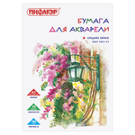 Бумага для акварели БОЛЬШОГО ФОРМАТА А3, 10л., 180 г/м2, ПИФАГОР 297х420 ГОСТ 7277-77