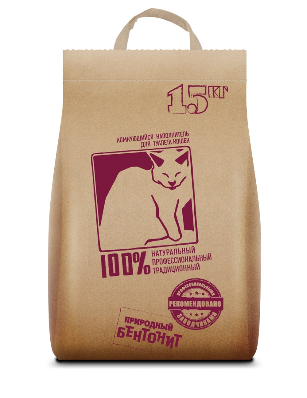 Наполнитель 100% Bentonite комкующийся для кошек 15 кг