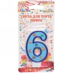 Свеча для торта Цифра Космос «6» 6 см