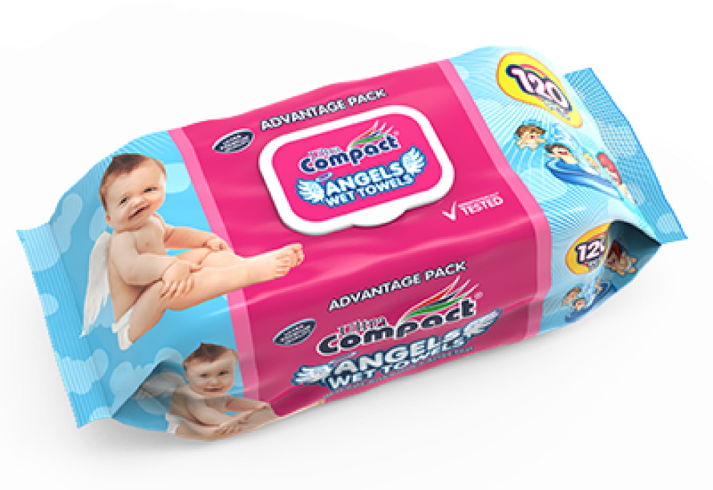 Влажные салфетки bambini "Angels" 120 шт детские с клапаном 10шт в уп.