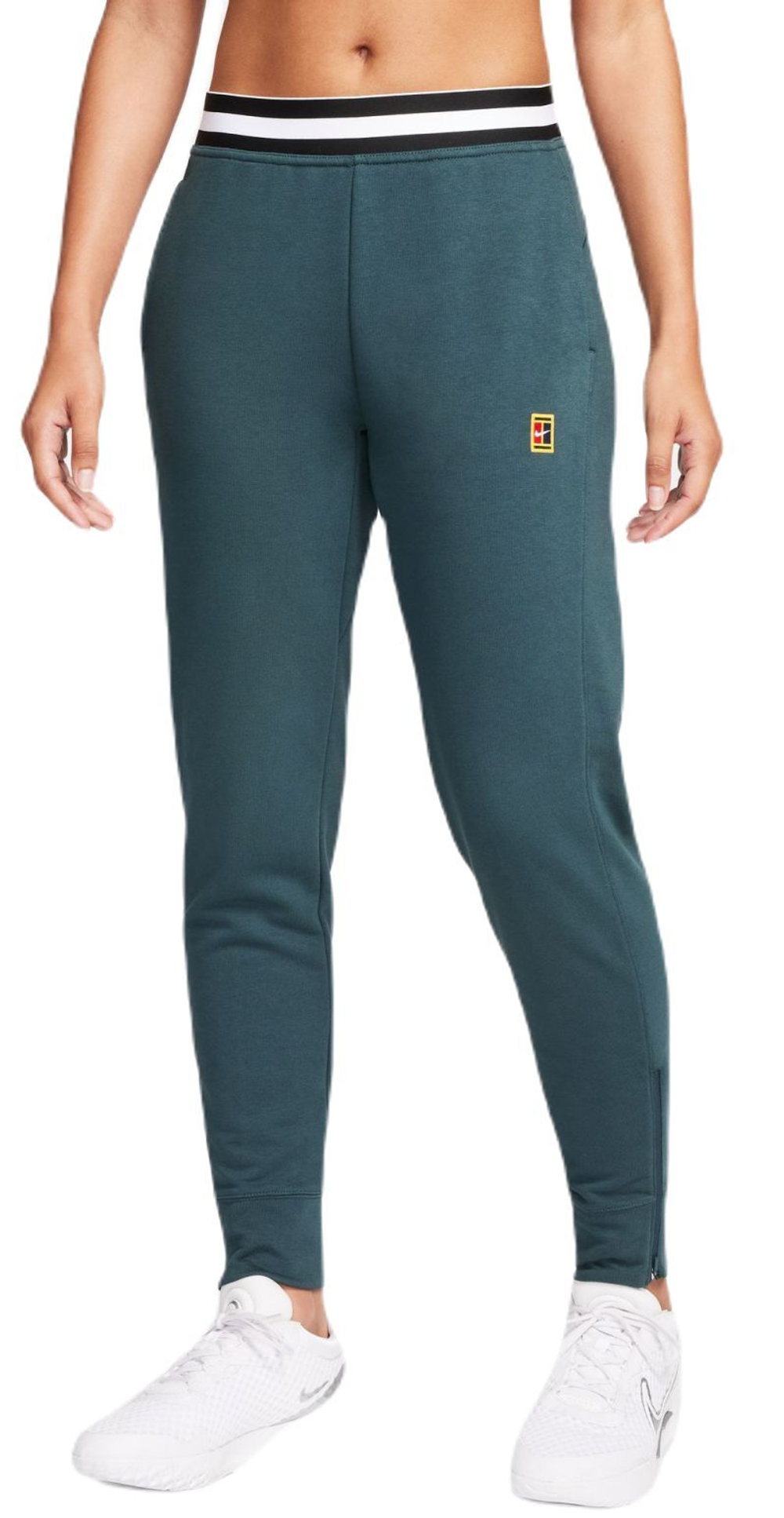 Женские теннисные брюки Nike Dri-Fit Heritage Core Fleece Pant - deep jungle