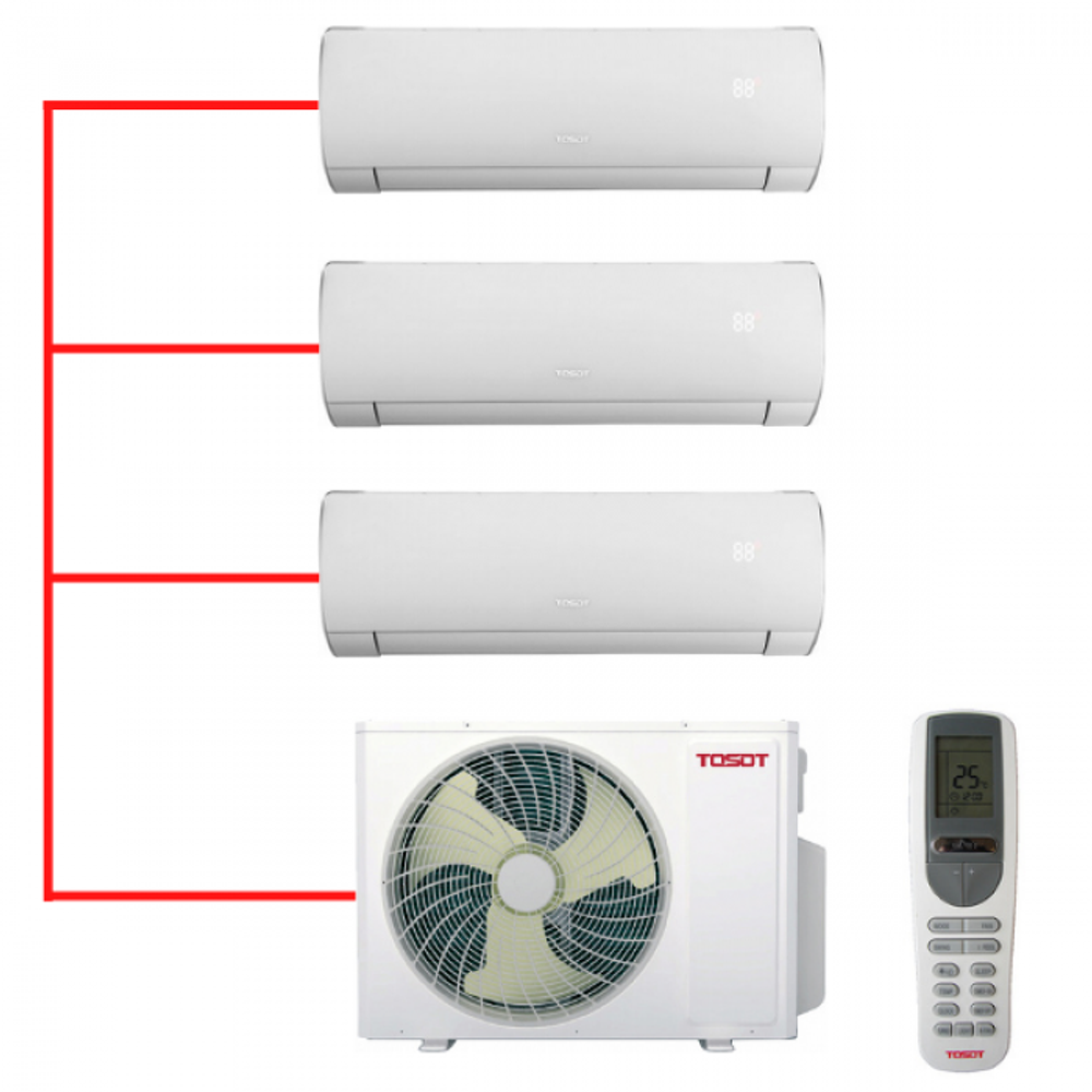 Мульти сплит-система TOSOT на 3 комнаты (20+20+30 кв.м.) серия LYRA INVERTER
