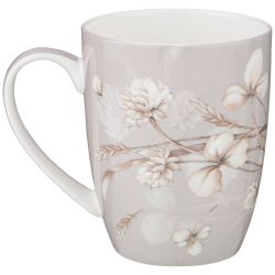 КРУЖКА LEFARD "WHITE FLOWER" 400 МЛ СЕРАЯ (КОР=48ШТ.)