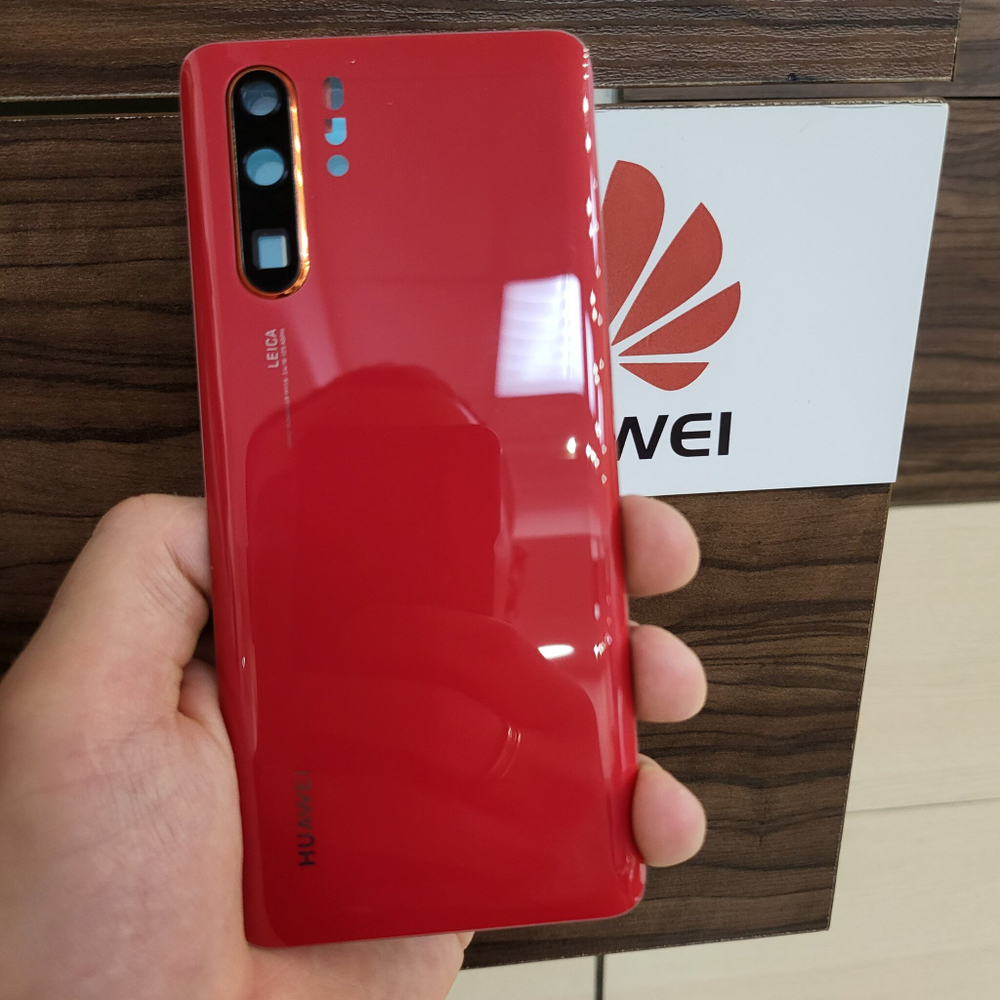 Крышка для Huawei P30 Pro - задняя стеклянная панель "Хорошее качество" (красного цвета)