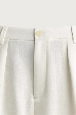 ZARA БРЮКИ RELAXED FIT СО СКЛАДКАМИ, БЕЛЫЙ