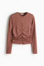 Драпированный топ с длинными рукавами - H&M