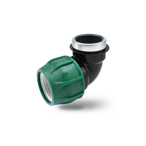 Отвод ПЭ с внутр. труб. резьбой 40х1" (обж.) POELSAN GREEN