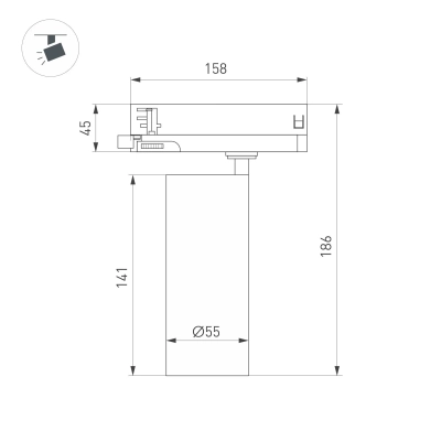 Светильник LGD-GERA-4TR-R55-10W Warm3000 (BK, 36 deg, 230V) (Arlight, IP20 Металл, 5 лет)