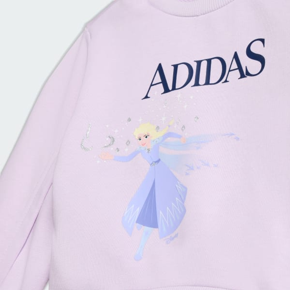 Adidas Спортивный комплект из футболки и штанов с принтом "Холодное сердце", лавандовый/темно-синий