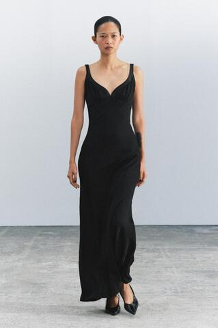 ZARA ДЛИННОЕ ПЛАТЬЕ ZW COLLECTION, ЧЕРНЫЙ