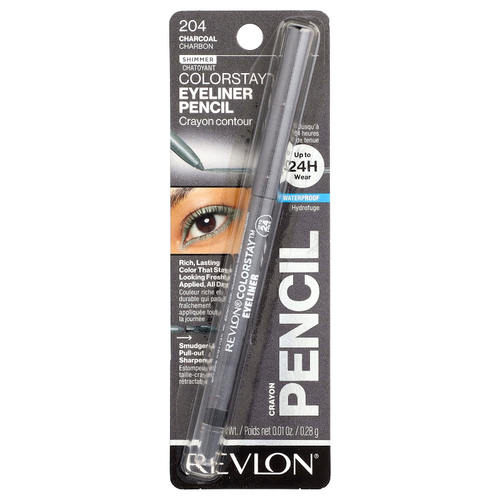 Revlon, Colorstay™, подводка-карандаш для глаз, сияющий, оттенок 204 древесный уголь, 0,28 г (0,01 унции)