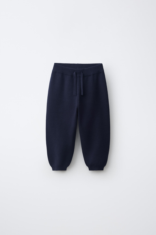 ZARA ТРИКОТАЖНЫЕ БРЮКИ-ДЖОГГЕРЫ, СИНИЙ