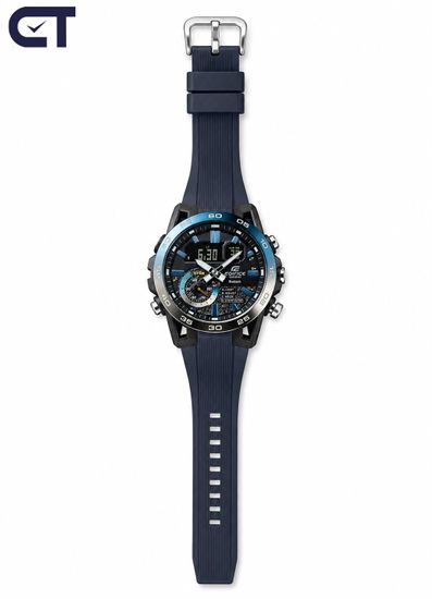 CASIO ECB-40NP-1ADF мужские часы — EDIFICE Nighttime Drive с сине-серебристым безелем