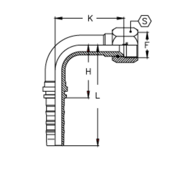 Фитинг DN 20 JIC (Г) 1.1/16 (90) CS (удлинен. К=96)