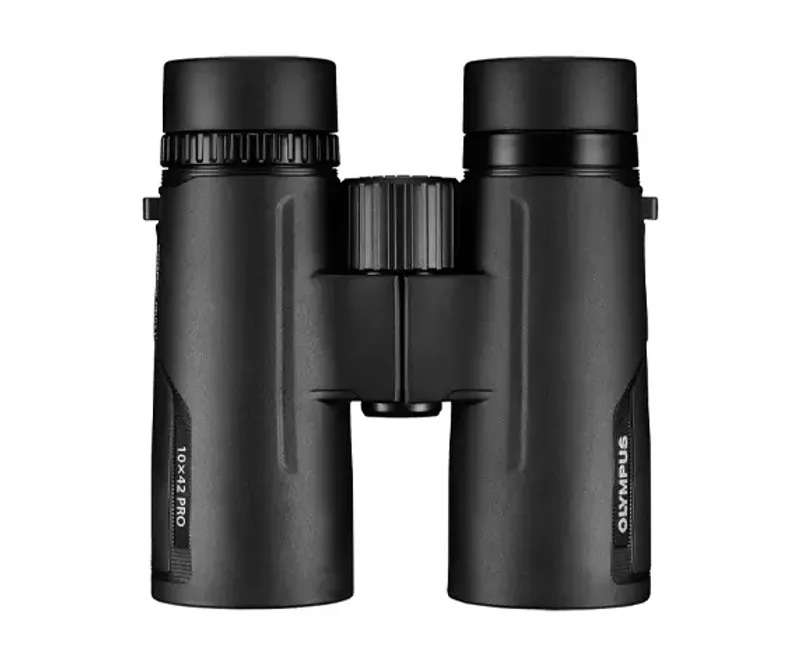 Бинокль Olympus 10x42 PRO, передний вид на линзы и барабаны настройки
