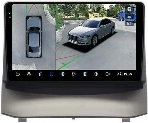 Магнитола для Ford Fiesta MK6 2008-2012 (красный БК, рамка тип 1) - Teyes CC3-2K-360 на Android 10, Быстрая, 2K QLED, CarPlay, 4G SIM-слот, 4 камеры в комплекте
