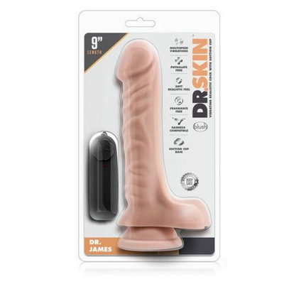 Телесный вибратор-реалистик Dr. James 9 Inch Vibrating Cock - 22,8 см. (Цвет: телесный)