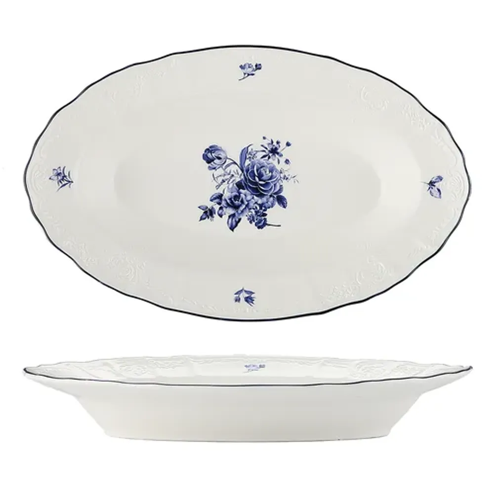 Блюдо овальное 25,2*15,7 см h3,6 см 250 мл глубокое Blue Flower P.L. Proff Cuisine [1]