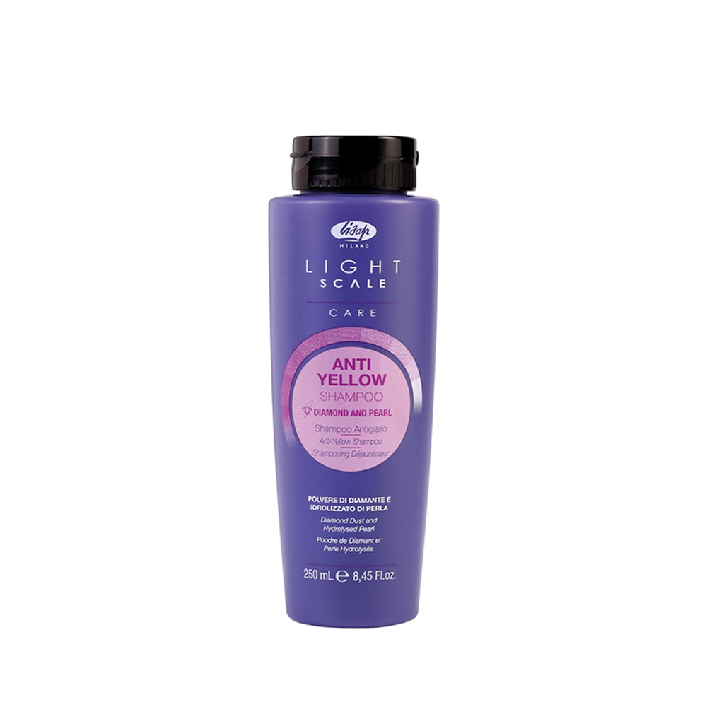 Шампунь для осветленных, мелированных и седых волос Light Scale Care Anti Yellow Shampoo Lisap, 250 мл.